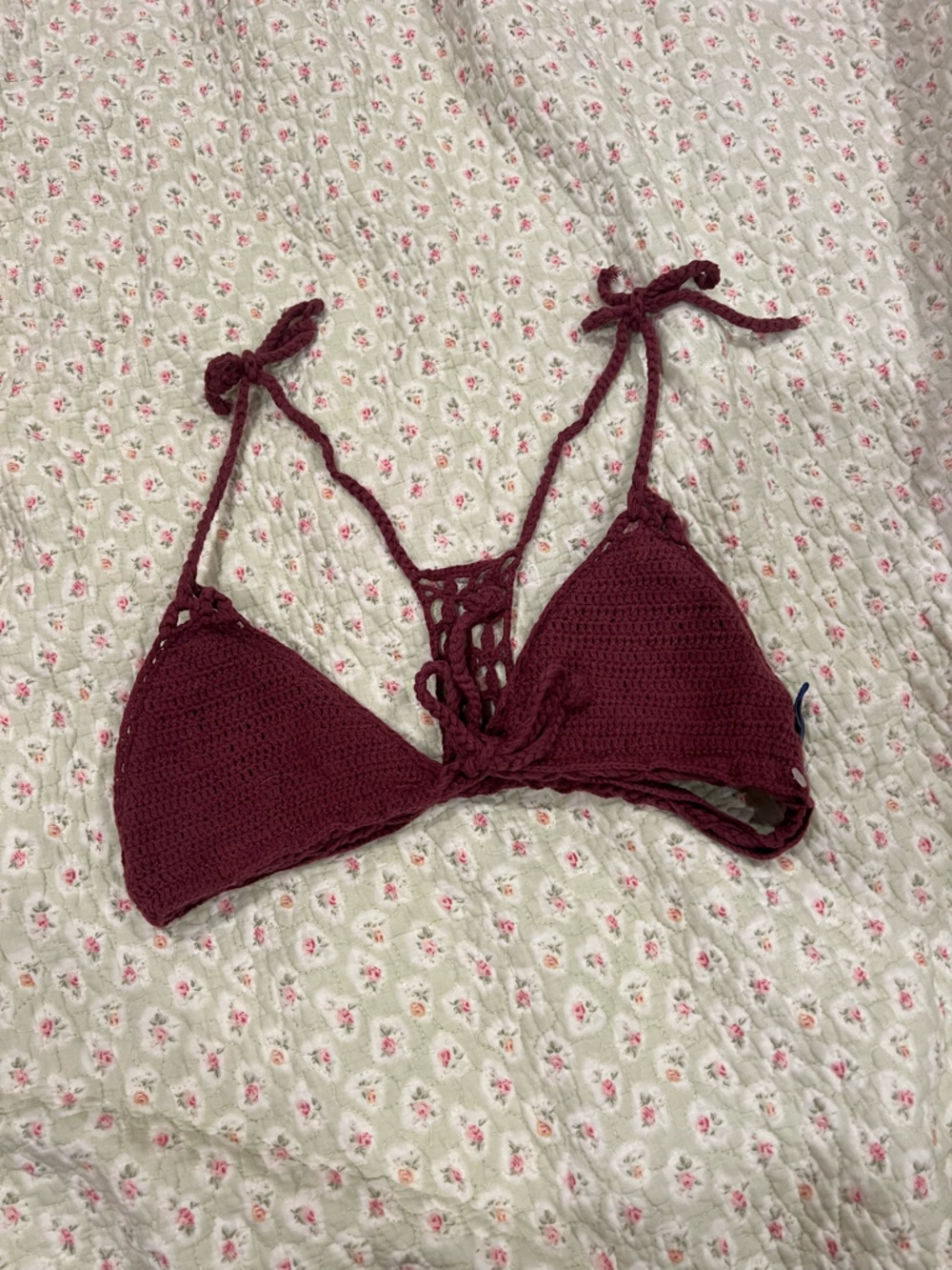 Handmade Crochet Bralette in Deep Wine